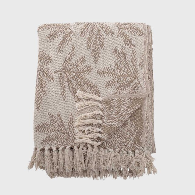 NATURAL BOTANICAL PLAID THROW, Neutral Cotton Blend - Barker & Stonehouse