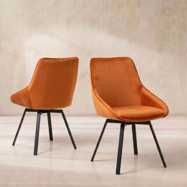 Beckton Leisure Swivel Dining Chair, Orange Velvet - Barker & Stonehouse - image 1