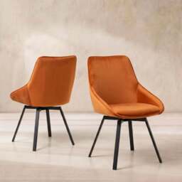Beckton Leisure Swivel Dining Chair, Orange Velvet - Barker & Stonehouse - thumbnail 1