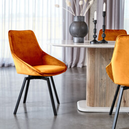 Beckton Leisure Swivel Dining Chair, Orange Velvet - Barker & Stonehouse - thumbnail 3
