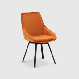 Beckton Leisure Swivel Dining Chair, Orange Velvet - Barker & Stonehouse - thumbnail 2