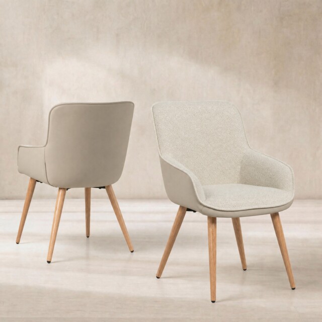 Fenris Dining Chair With Arms Beige, Neutral Fabric - Barker & Stonehouse - image 1