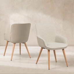 Fenris Dining Chair With Arms Beige, Neutral Fabric - Barker & Stonehouse