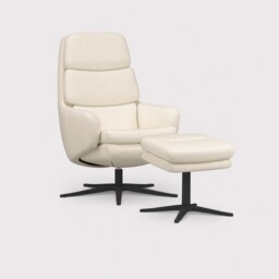 Lyra SP6100 Recliner Chair & Footstool, White Leather - Barker & Stonehouse - thumbnail 1