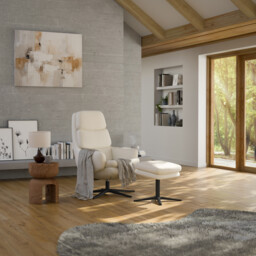 Lyra SP6100 Recliner Chair & Footstool, White Leather - Barker & Stonehouse - thumbnail 2