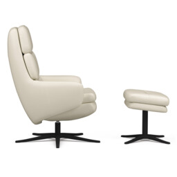 Lyra SP6100 Recliner Chair & Footstool, White Leather - Barker & Stonehouse - thumbnail 4