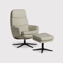 Lyra Sp6100 Recliner Chair & Footstool, White Leather - Barker & Stonehouse - thumbnail 1
