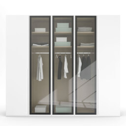 Kacey 5 Door Wardrobe 3 Glass Doors H223Cm, White Wood - Barker & Stonehouse - thumbnail 3
