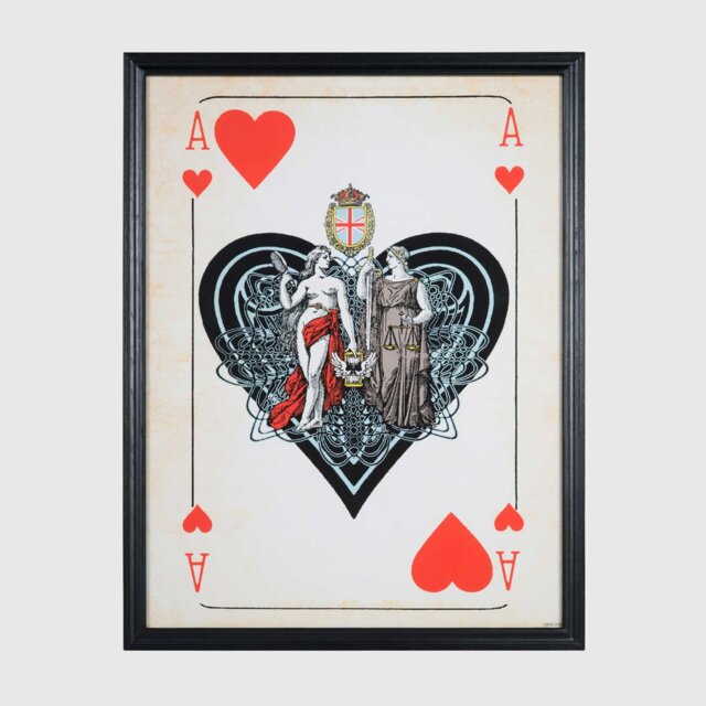 Timothy Oulton Cards Aces Hearts Art Print, Square, Black Wood - Barker & Stonehouse - image 1