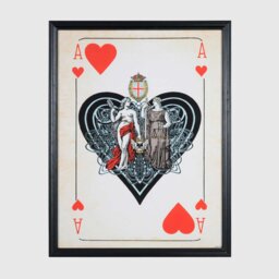 Timothy Oulton Cards Aces Hearts Art Print, Square, Black Wood - Barker & Stonehouse