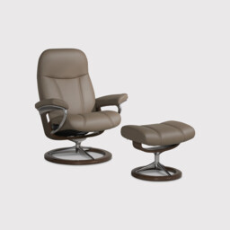 Stressless Consul Large Recliner Chair & Stool, Brown Leather - Barker & Stonehouse - thumbnail 1