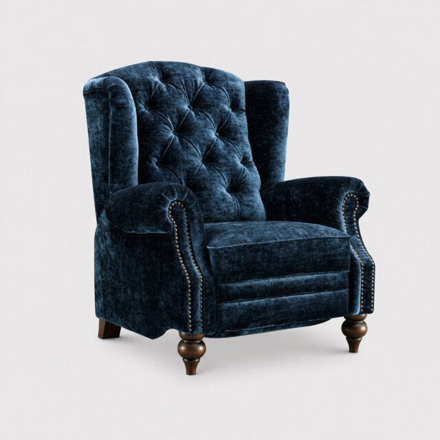Ullswater Pwr Recline Wing Recliner Chair, Blue Fabric - Barker & Stonehouse - image 1