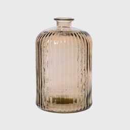 Smokey Ribbed Vase, Brown Glass - Barker & Stonehouse