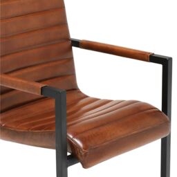 Pure Furniture Brutus Dining Chair with Arms, Brown Leather - Barker & Stonehouse - thumbnail 5