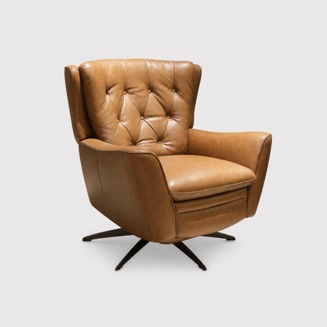 Charfield Swivel Recliner Chair 3015M, Brown Leather - Barker & Stonehouse - image 1