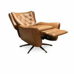 Charfield Swivel Recliner Chair 3015M, Brown Leather - Barker & Stonehouse - thumbnail 3