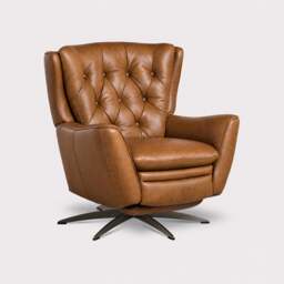 Charfield Swivel Recliner Chair 3015M, Brown Leather - Barker & Stonehouse