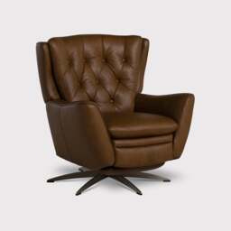 Charfield Swivel Recliner Chair 3015M, Brown Leather - Barker & Stonehouse