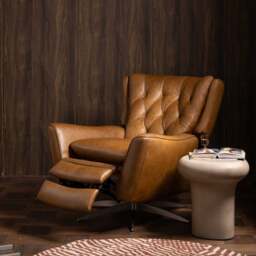 Charfield Swivel Recliner Chair 3015M, Brown Leather - Barker & Stonehouse - thumbnail 2
