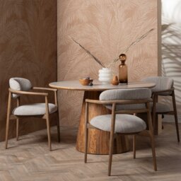Brading Dining Chair With Arms Light Green+Dusty Oak, Neutral Fabric - Barker & Stonehouse - thumbnail 2