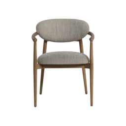 Brading Dining Chair With Arms Light Green+Dusty Oak, Neutral Fabric - Barker & Stonehouse - thumbnail 3