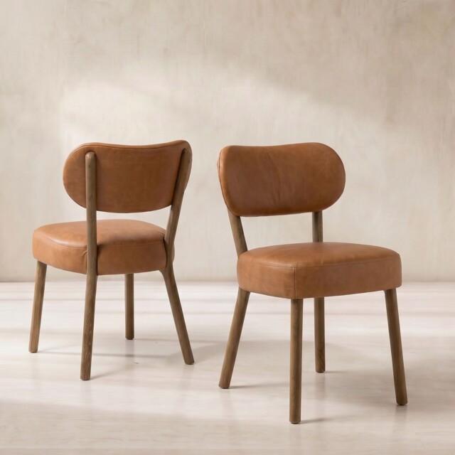 Dove Dining Chair, Brown Leather - Barker & Stonehouse - image 1