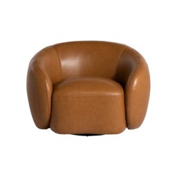 Gardin Swivel Armchair, Brown Leather - Barker & Stonehouse - thumbnail 3