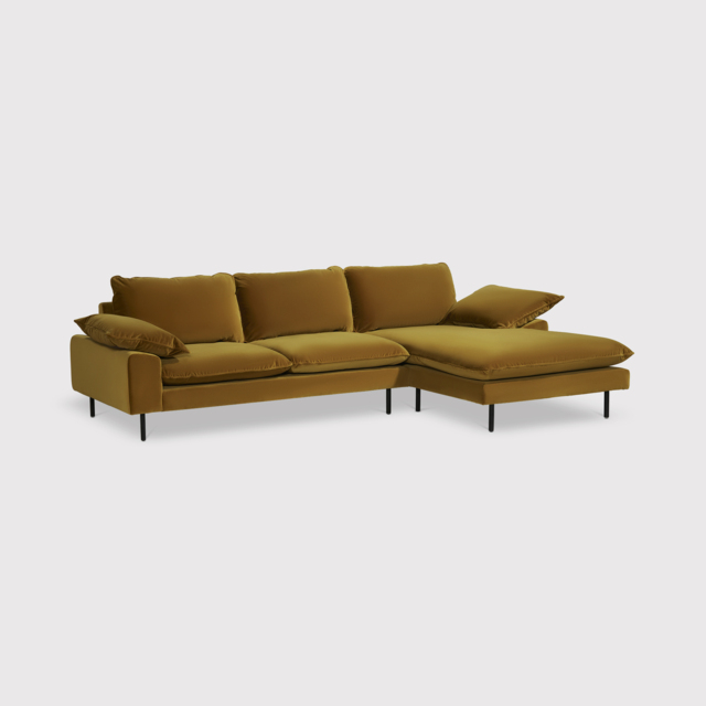 Titan RHF Chaise Corner Sofa, Gold Velvet - Barker & Stonehouse