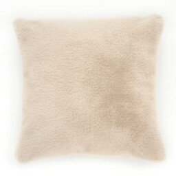 Natural Faux Fur Cushion, Square, Neutral Polyester - Barker & Stonehouse