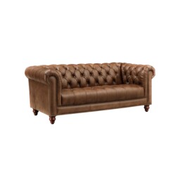 Ullswater 3 Seater Chesterfield Sofa 2034 Dark Rum FL, Brown Leather - Barker & Stonehouse - thumbnail 2