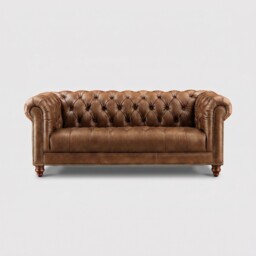 Ullswater 3 Seater Chesterfield Sofa 2034 Dark Rum FL, Brown Leather - Barker & Stonehouse - thumbnail 1