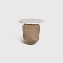 Rossi Large Coffee Table 48.3X48.3X47 Cm, Round, White Glass - Barker & Stonehouse