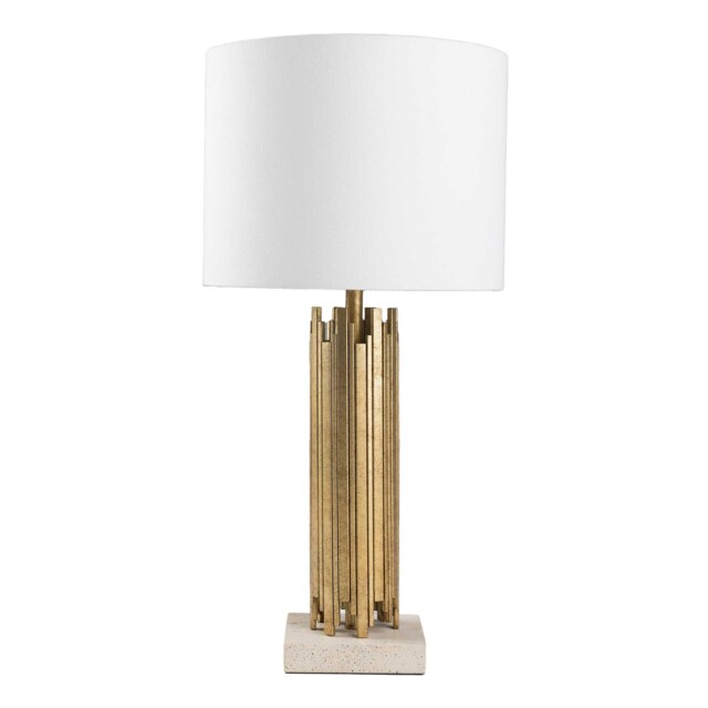 Gold Travertine Base Table Lamp Ceramic - Barker & Stonehouse