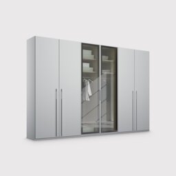 Kacey 6 Door Wardrobe 2 Glass Doors H235Cm, Grey Wood - Barker & Stonehouse