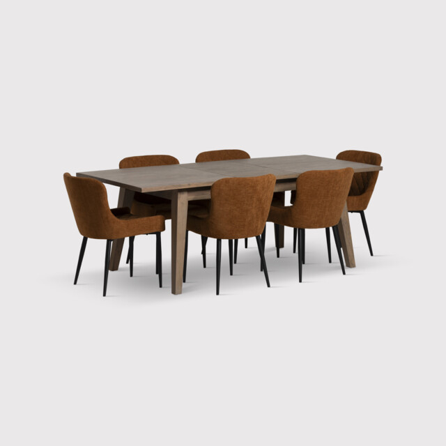 Hancock Ext 160-210cm Din Set with 6 Rivington, Grey Wood - Barker & Stonehouse - image 1