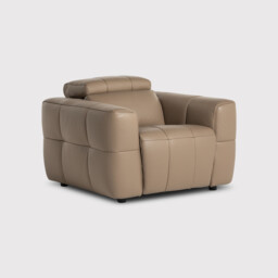 Rochester Armchair Power Recliner with Head Tilt, Neutral Leather - Barker & Stonehouse - thumbnail 1
