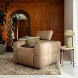 Rochester Armchair Power Recliner with Head Tilt, Neutral Leather - Barker & Stonehouse - thumbnail 2