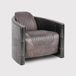 Timothy Oulton Aviator Tomcat Armchair, Black Leather - Barker & Stonehouse