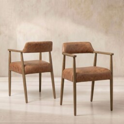 Ames Dining Chair With Arms, Brown Leather - Barker & Stonehouse