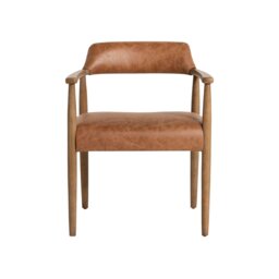 Ames Dining Chair With Arms, Brown Leather - Barker & Stonehouse - thumbnail 4