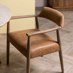 Ames Dining Chair With Arms, Brown Leather - Barker & Stonehouse - thumbnail 3