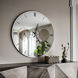 Cattelan Italia Times Mirror/Clock, Round, Silver Glass - Barker & Stonehouse - thumbnail 2
