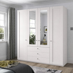 Varese 4 Door 3 Drawer Hinged Wardrobe 200Cm, White - Barker & Stonehouse - thumbnail 2