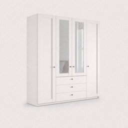 Varese 4 Door 3 Drawer Hinged Wardrobe 200Cm, White - Barker & Stonehouse
