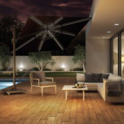 Lux Led Parasol 3x3 & Base with Wheels, Grey - Barker & Stonehouse