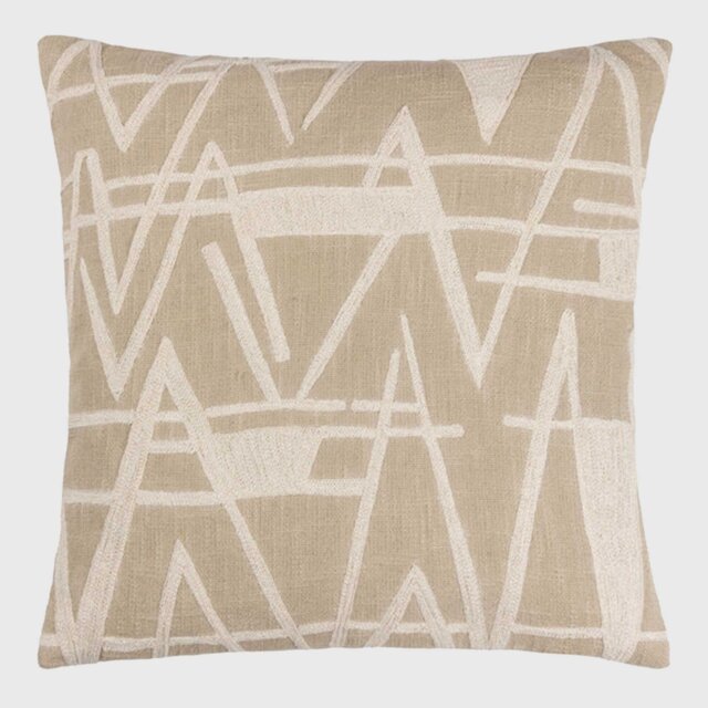BRITTANY GEOMETRIC CUSHION, Square, Neutral Cotton - Barker & Stonehouse