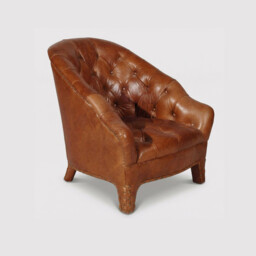 Timothy Oulton Branco Tub Chair, Brown Leather - Barker & Stonehouse