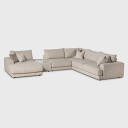 Lomax RHF Large Chaise Corner Modular Sofa with Table, Neutral Fabric - Barker & Stonehouse - thumbnail 1