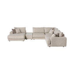 Lomax RHF Large Chaise Corner Modular Sofa with Table, Neutral Fabric - Barker & Stonehouse - thumbnail 3