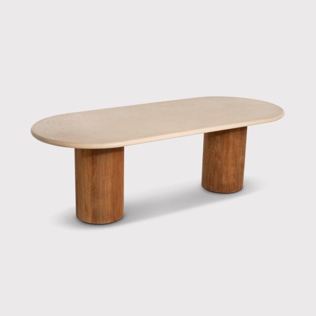 Old Java Panama Dining Table 220X100X77Cm, Round, Brown Stone Effect - Barker & Stonehouse - image 1